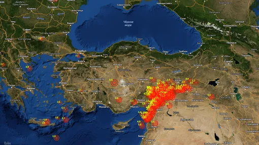 Эпицентр землетрясения на карте Турции