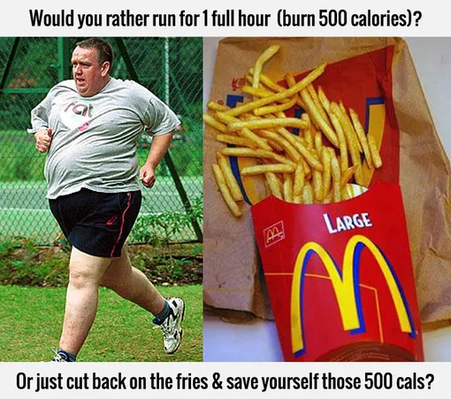 «Вы лучше пробежите час, чтобы сжечь 500 калорий, или откажитесь от картошки-фри?»