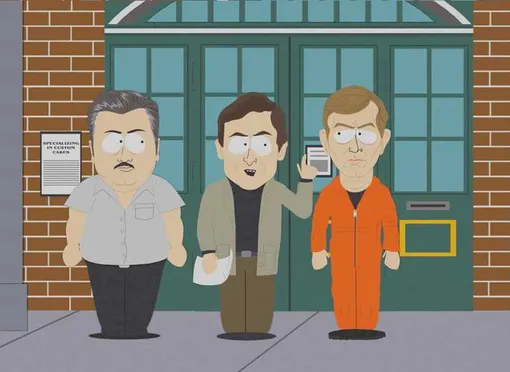 Джон Уэйн Гейси, Тед Банди и Джеффри Дамер в одной из серии мультсериала «Южный парк».