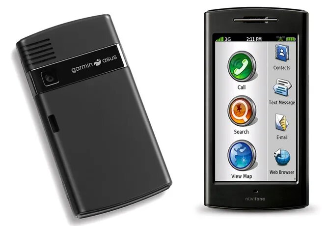 Телефоны от Garmin. В 2008 году Garmin, известная фирма-производитель GPS устройств, решила прорваться на рынок смартфонов. В 2009 году Garmin в сотрудничестве с Asus выпустила свой G60. Но iPhone и другие мощные современные смартфоны с GPS навигацией растоптали G60 всмятку. В конце концов, это был хороший навигатор на плохоньком телефоне.  