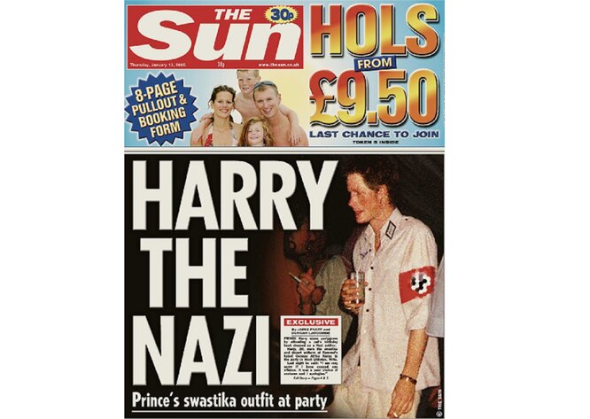Обложка издания The Sun, которое первым опубликовало фото Гарри в нацистской форме