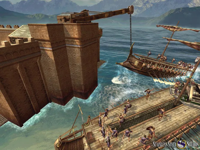 «Клешня» Архимеда   ещё одна боевая машина, использующаяся против римского флота при осаде Сиракуз. Она представляла из себя кран, закреплённый на городской стене, снабжённый цепью с крюком на одном конце и противовесом на другой. Крюк цеплялся за вражеский корабль и переворачивал его, либо затаскивал на прибрежные скалы.  