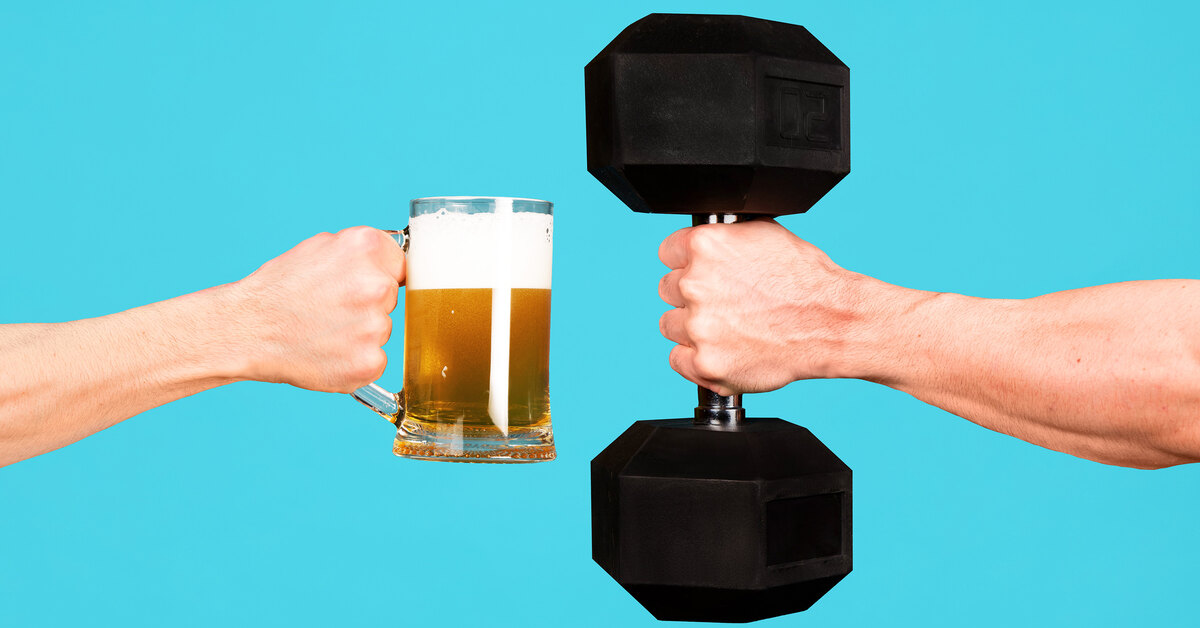 Можно ли пиво после тренировки. Гантели и пиво.