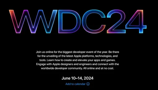 Анонс WWDC 2024 на сайте Apple