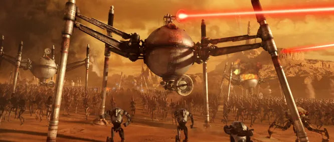 Самонаводящийся дроид-паук OG-9   ещё одно детище «Войны клонов». Этот дроид может перемещаться по любой местности, благодаря четырём ногам, но слишком медлителен. В настоящем же бою, подвижность   ключ к победе. Робот, старательно выбирающий место, куда поставить ногу, долго не проживёт.  
