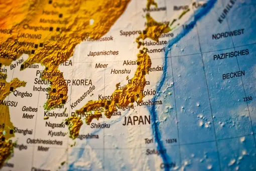Карта изображает территорию современных государств Южной Кореи, КНДР и Японии