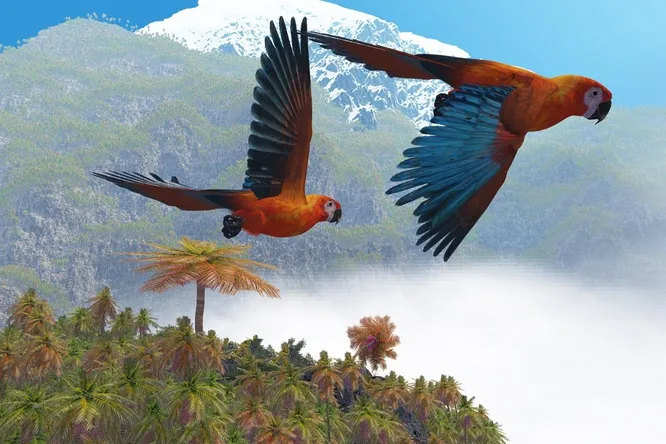 Кубинские ара попугаи, эндемичные Кубе, вымершие из-за активной вырубки лесов и строительства банановых и кофейных плантаций. Последний представитель скончался во второй половине XIX века.