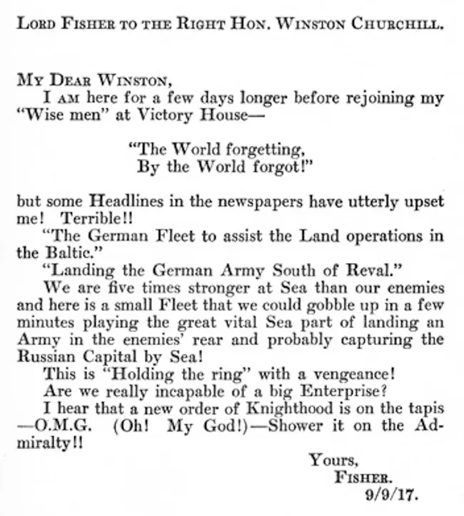 Первое «SMS-сокращение» придумал британский адмирал Джон Арбутнот Фишер в 1917 году. В своем письме к Черчиллю он с юмором упоминает сокращение фразы «Oh! My God!» до всем ныне известного OMG (или ОМГ).