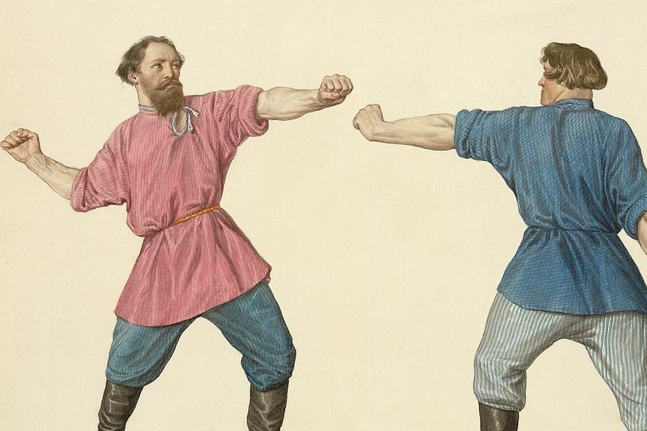 Иллюстрация про купца Калашникова кулачный бой