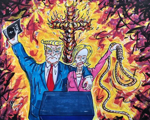 Одна из политических карикатур Джима Керии на президента США Дональда Трампа