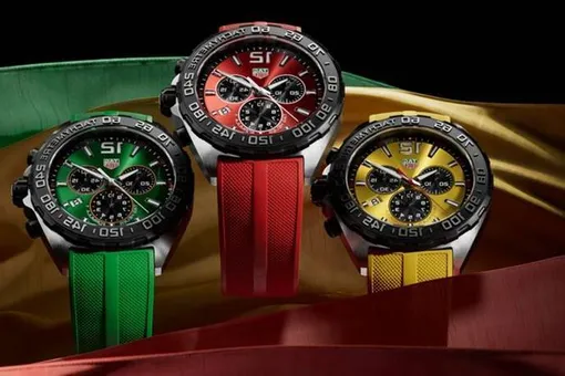 TAG Heuer обновил коллекцию Formula 1 тремя моделями в цветах, напоминающих гоночную трассу: зеленом, желтом и красном