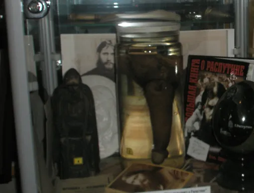 Экспонат на фото представлен в питерском «Музее эротики им. Распутина», он выдается за настоящий пенис старца