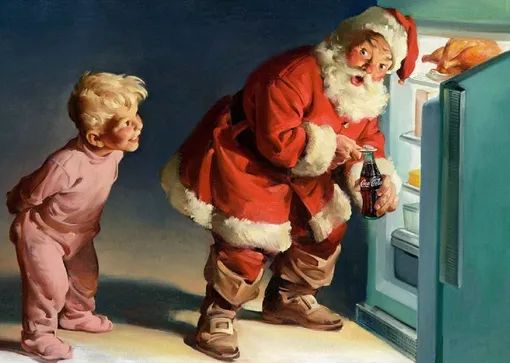 Санта у холодильника