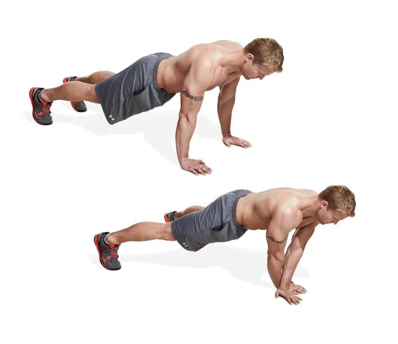 Статическое упражнение на мышцы живота и спины. Планки для мужчин. Планка с отягощением. Тяга гантелей в планке. Упражнения на статику для мужчин.